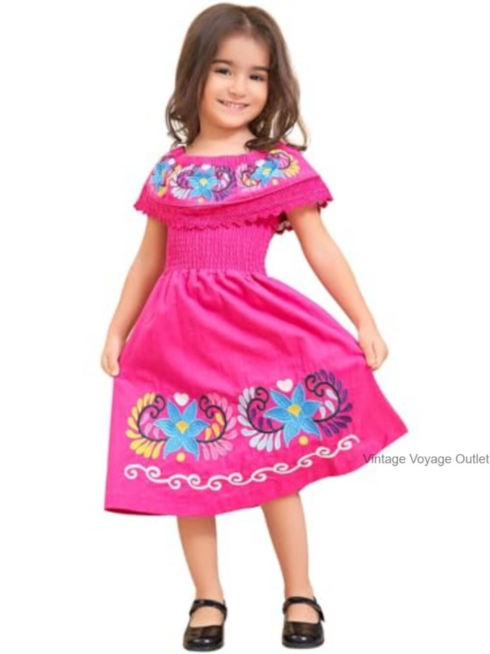 Girls Mexican Vestido Cinco de Mayo Embroidered Sundress Toddler A-Line